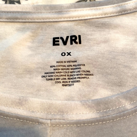 EVRI TIE DYE Short Sleeve Tee - Gray/White with tie at waist Size 0X - Picture 2 of 4